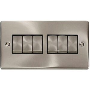 SE Home Satin / Brushed Chrome 10A 6 Gang 2 Way Ingot Light Switch in Metallic Silver Metallic Silver SE Home Satin / Brushed Chrome 10A 6 Gang 2 Way Ingot Light Switch in Metallic Silver Metallic Silver