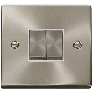 SE Home Satin / Brushed Chrome 10A 2 Gang 2 Way Ingot Light Switch in Metallic Silver Metallic Silver SE Home Satin / Brushed Chrome 10A 2 Gang 2 Way Ingot Light Switch in Metallic Silver Metallic Silver