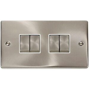 SE Home Satin / Brushed Chrome 10A 4 Gang 2 Way Ingot Light Switch in Metallic Silver Metallic Silver SE Home Satin / Brushed Chrome 10A 4 Gang 2 Way Ingot Light Switch in Metallic Silver Metallic Silver