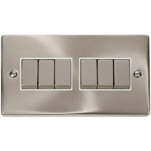 SE Home Satin / Brushed Chrome 10A 6 Gang 2 Way Ingot Light Switch in Metallic Silver Metallic Silver SE Home Satin / Brushed Chrome 10A 6 Gang 2 Way Ingot Light Switch in Metallic Silver Metallic Silver