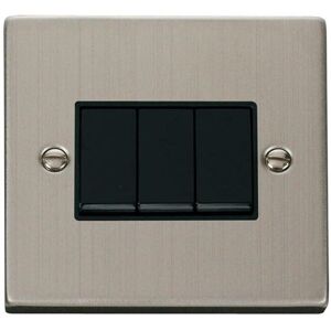 SE Home Stainless Steel 10A 3 Gang 2 Way Light Switch in Metallic Silver Metallic Silver SE Home Stainless Steel 10A 3 Gang 2 Way Light Switch in Metallic Silver Metallic Silver