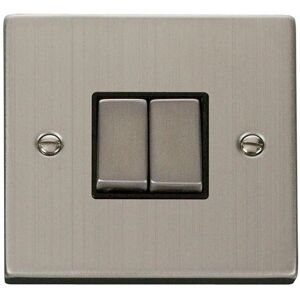 SE Home Stainless Steel 10A 2 Gang 2 Way Ingot Light Switch in Metallic Silver Metallic Silver SE Home Stainless Steel 10A 2 Gang 2 Way Ingot Light Switch in Metallic Silver Metallic Silver