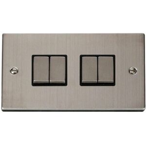 SE Home Stainless Steel 10A 4 Gang 2 Way Ingot Light Switch in Metallic Silver Metallic Silver SE Home Stainless Steel 10A 4 Gang 2 Way Ingot Light Switch in Metallic Silver Metallic Silver