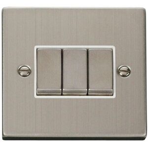 SE Home Stainless Steel 10A 3 Gang 2 Way Ingot Light Switch in Metallic Silver Metallic Silver SE Home Stainless Steel 10A 3 Gang 2 Way Ingot Light Switch in Metallic Silver Metallic Silver