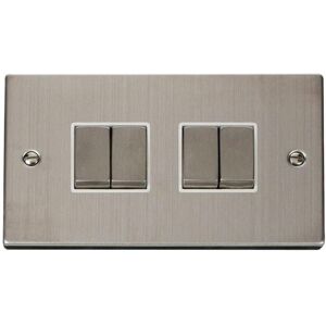 SE Home Stainless Steel 10A 4 Gang 2 Way Ingot Light Switch in Metallic Silver Metallic Silver SE Home Stainless Steel 10A 4 Gang 2 Way Ingot Light Switch in Metallic Silver Metallic Silver