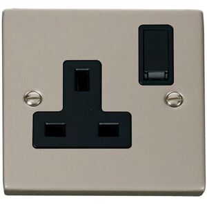 SE Home Pearl Nickel 1 Gang 13A DP Switched Plug Socket in Metallic Silver Metallic Silver SE Home Pearl Nickel 1 Gang 13A DP Switched Plug Socket in Metallic Silver Metallic Silver