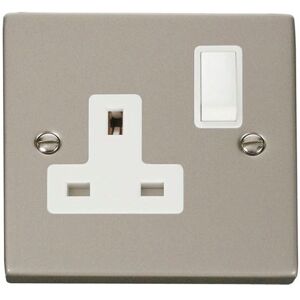 SE Home Pearl Nickel 1 Gang 13A DP Switched Plug Socket in Metallic Silver Metallic Silver SE Home Pearl Nickel 1 Gang 13A DP Switched Plug Socket in Metallic Silver Metallic Silver