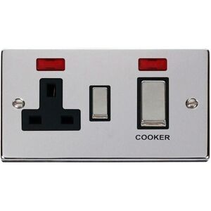 SE Home Polished Chrome Cooker Control Ingot 45A With 13A Switched Plug Socket & 2 Neons in Metallic Silver Metallic Silver SE Home Polished Chrome Cooker Control Ingot 45A With 13A Switched Plug Socket & 2 Neons in Metallic Silver Metallic Silver