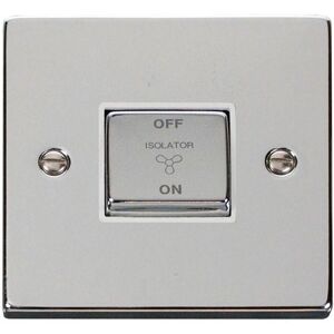 SE Home Polished Chrome 10A 1 Gang Ingot 3 Pole Fan Isolation Switch in Metallic Silver Metallic Silver SE Home Polished Chrome 10A 1 Gang Ingot 3 Pole Fan Isolation Switch in Metallic Silver Metallic Silver