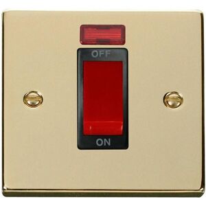 SE Home Polished Brass 1 Gang Size 45A Switch With Neon in Gold Gold SE Home Polished Brass 1 Gang Size 45A Switch With Neon in Gold Gold