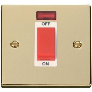 SE Home Polished Brass 1 Gang Size 45A Switch With Neon in Gold Gold SE Home Polished Brass 1 Gang Size 45A Switch With Neon in Gold Gold