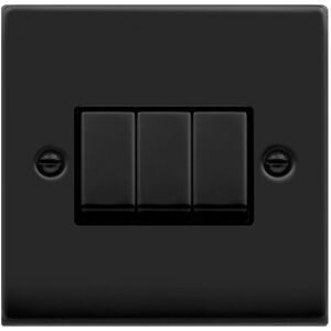 SE Home Matt Black 10A 3 Gang 2 Way Ingot Light Switch Black SE Home Matt Black 10A 3 Gang 2 Way Ingot Light Switch Black