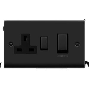 SE Home Matt Black Cooker Control Ingot 45A With 13A Switched Plug Socket Black SE Home Matt Black Cooker Control Ingot 45A With 13A Switched Plug Socket Black