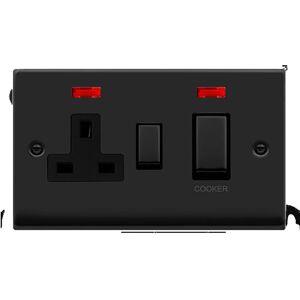 SE Home Matt Black Cooker Control Ingot 45A With 13A Switched Plug Socket & 2 Neons Black SE Home Matt Black Cooker Control Ingot 45A With 13A Switched Plug Socket & 2 Neons Black