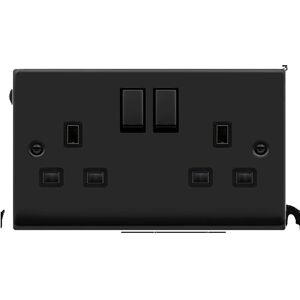 SE Home Matt Black 2 Gang 13A DP Ingot Twin Double Switched Plug Socket Black SE Home Matt Black 2 Gang 13A DP Ingot Twin Double Switched Plug Socket Black