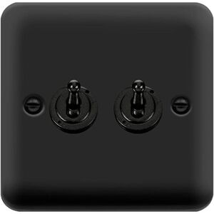 SE Home Curved Matt Black 2 Gang 2 Way 10AX Toggle Light Switch Black SE Home Curved Matt Black 2 Gang 2 Way 10AX Toggle Light Switch Black