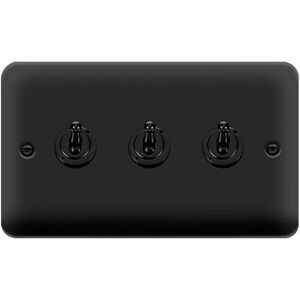 SE Home Curved Matt Black 3 Gang 2 Way 10AX Toggle Light Switch Black SE Home Curved Matt Black 3 Gang 2 Way 10AX Toggle Light Switch Black