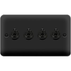 SE Home Curved Matt Black 4 Gang 2 Way 10AX Toggle Light Switch Black SE Home Curved Matt Black 4 Gang 2 Way 10AX Toggle Light Switch Black