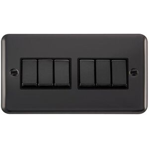 SE Home Curved Black Nickel 10A 6 Gang 2 Way Ingot Light Switch Black SE Home Curved Black Nickel 10A 6 Gang 2 Way Ingot Light Switch Black