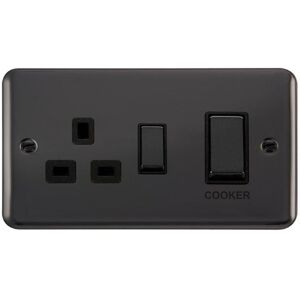 SE Home Curved Black Nickel Cooker Control Ingot 45A With 13A Switched Plug Socket Black SE Home Curved Black Nickel Cooker Control Ingot 45A With 13A Switched Plug Socket Black