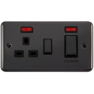 SE Home Curved Black Nickel Cooker Control Ingot 45A With 13A Switched Plug Socket & 2 Neons Black SE Home Curved Black Nickel Cooker Control Ingot 45A With 13A Switched Plug Socket & 2 Neons Black