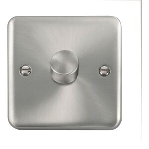 SE Home Curved Satin Chrome 1 Gang 2 Way LED 100W Trailing Edge Dimmer Light Switch in Silver Silver SE Home Curved Satin Chrome 1 Gang 2 Way LED 100W Trailing Edge Dimmer Light Switch in Silver Silver