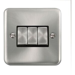 SE Home Curved Satin Chrome 10A 3 Gang 2 Way Ingot Light Switch in Silver Silver SE Home Curved Satin Chrome 10A 3 Gang 2 Way Ingot Light Switch in Silver Silver