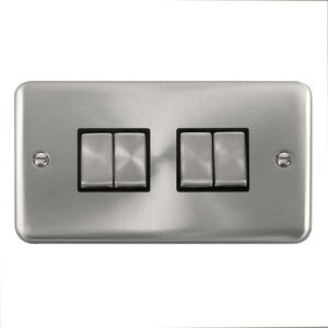 SE Home Curved Satin Chrome 10A 4 Gang 2 Way Ingot Light Switch in Silver Silver SE Home Curved Satin Chrome 10A 4 Gang 2 Way Ingot Light Switch in Silver Silver