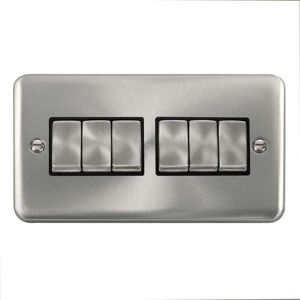 SE Home Curved Satin Chrome 10A 6 Gang 2 Way Ingot Light Switch in Silver Silver SE Home Curved Satin Chrome 10A 6 Gang 2 Way Ingot Light Switch in Silver Silver
