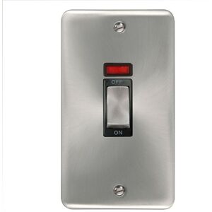 SE Home Curved Satin Chrome 2 Gang Ingot Size 45A Switch With Neon in Silver Silver SE Home Curved Satin Chrome 2 Gang Ingot Size 45A Switch With Neon in Silver Silver