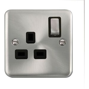 SE Home Curved Satin Chrome 1 Gang 13A DP Ingot Switched Plug Socket in Silver Silver SE Home Curved Satin Chrome 1 Gang 13A DP Ingot Switched Plug Socket in Silver Silver