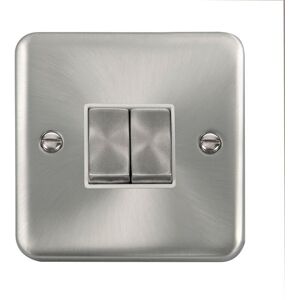 SE Home Curved Satin Chrome 10A 2 Gang 2 Way Ingot Light Switch in Silver Silver SE Home Curved Satin Chrome 10A 2 Gang 2 Way Ingot Light Switch in Silver Silver