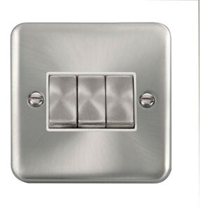 SE Home Curved Satin Chrome 10A 3 Gang 2 Way Ingot Light Switch in Silver Silver SE Home Curved Satin Chrome 10A 3 Gang 2 Way Ingot Light Switch in Silver Silver