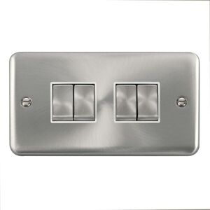 SE Home Curved Satin Chrome 10A 4 Gang 2 Way Ingot Light Switch in Silver Silver SE Home Curved Satin Chrome 10A 4 Gang 2 Way Ingot Light Switch in Silver Silver