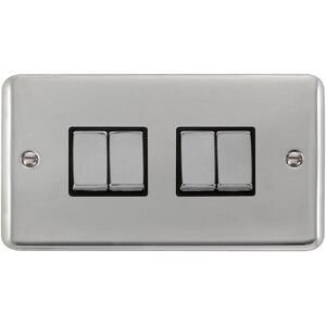SE Home Curved Polished Chrome 10A 4 Gang 2 Way Ingot Light Switch in Silver Silver SE Home Curved Polished Chrome 10A 4 Gang 2 Way Ingot Light Switch in Silver Silver