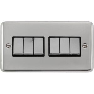 SE Home Curved Polished Chrome 10A 6 Gang 2 Way Ingot Light Switch in Silver Silver SE Home Curved Polished Chrome 10A 6 Gang 2 Way Ingot Light Switch in Silver Silver