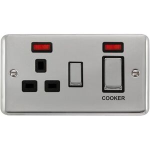SE Home Curved Polished Chrome Cooker Control Ingot 45A With 13A Switched Plug Socket & 2 Neons in Silver Silver SE Home Curved Polished Chrome Cooker Control Ingot 45A With 13A Switched Plug Socket & 2 Neons in Silver Silver