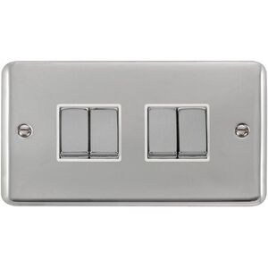 SE Home Curved Polished Chrome 10A 4 Gang 2 Way Ingot Light Switch in Silver Silver SE Home Curved Polished Chrome 10A 4 Gang 2 Way Ingot Light Switch in Silver Silver