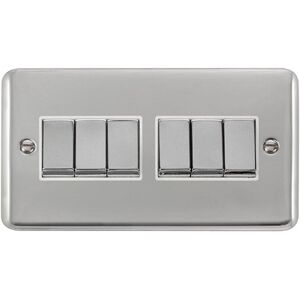 SE Home Curved Polished Chrome 10A 6 Gang 2 Way Ingot Light Switch in Silver Silver SE Home Curved Polished Chrome 10A 6 Gang 2 Way Ingot Light Switch in Silver Silver