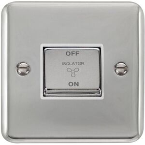 SE Home Curved Polished Chrome 10A 1 Gang Ingot 3 Pole Fan Isolation Switch in Silver Silver SE Home Curved Polished Chrome 10A 1 Gang Ingot 3 Pole Fan Isolation Switch in Silver Silver