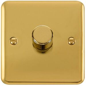 SE Home Curved Polished Brass 1 Gang 2 Way LED 100W Trailing Edge Dimmer Light Switch in Gold Gold SE Home Curved Polished Brass 1 Gang 2 Way LED 100W Trailing Edge Dimmer Light Switch in Gold Gold
