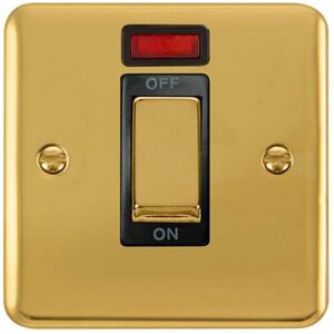 SE Home Curved Polished Brass 1 Gang Ingot Size 45A Switch With Neon in Gold Gold SE Home Curved Polished Brass 1 Gang Ingot Size 45A Switch With Neon in Gold Gold