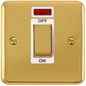 SE Home Curved Polished Brass 1 Gang Ingot Size 45A Switch With Neon in Gold Gold SE Home Curved Polished Brass 1 Gang Ingot Size 45A Switch With Neon in Gold Gold