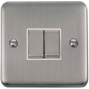 SE Home Curved Satinless Steel 10A 2 Gang 2 Way Ingot Light Switch in Silver Silver SE Home Curved Satinless Steel 10A 2 Gang 2 Way Ingot Light Switch in Silver Silver