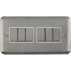 SE Home Curved Satinless Steel 10A 6 Gang 2 Way Ingot Light Switch in Silver Silver SE Home Curved Satinless Steel 10A 6 Gang 2 Way Ingot Light Switch in Silver Silver