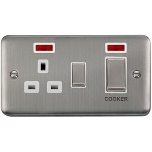 SE Home Curved Satinless Steel Cooker Control Ingot 45A With 13A Switched Plug Socket & 2 Neons in Silver Silver SE Home Curved Satinless Steel Cooker Control Ingot 45A With 13A Switched Plug Socket & 2 Neons in Silver Silver