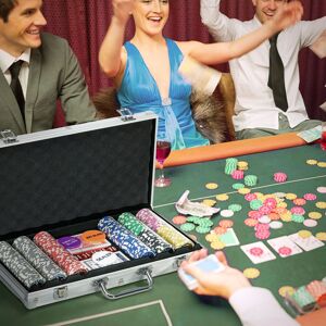 SPORTNOW Poker Chips Set w/ Mat, Aluminium Case, Two Decks of Cards in Silver Silver SPORTNOW Poker Chips Set w/ Mat, Aluminium Case, Two Decks of Cards in Silver Silver