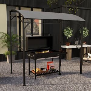 OUTSUNNY 2.2 x 1.5 m BBQ Gazebo Tent Sun Shade with Canopy in Grey Grey OUTSUNNY 2.2 x 1.5 m BBQ Gazebo Tent Sun Shade with Canopy in Grey Grey