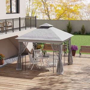 OUTSUNNY 3(m) x 3(m) Garden Metal Gazebo Marquee Party Tent Canopy Shelter Pavilion in Light Grey Light Grey OUTSUNNY 3(m) x 3(m) Garden Metal Gazebo Marquee Party Tent Canopy Shelter Pavilion in Light Grey Light Grey