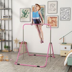 HOMCOM Girl's Kids Gymnastic Bar w/ Adjustable Height, Foldable Training Bar in Pink Pink HOMCOM Girl's Kids Gymnastic Bar w/ Adjustable Height, Foldable Training Bar in Pink Pink